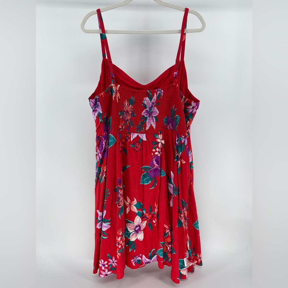 Old Navy Red Floral Fit & Flare Cami Dress, Adjustable Straps, Women's XXL - Picture 7 of 11